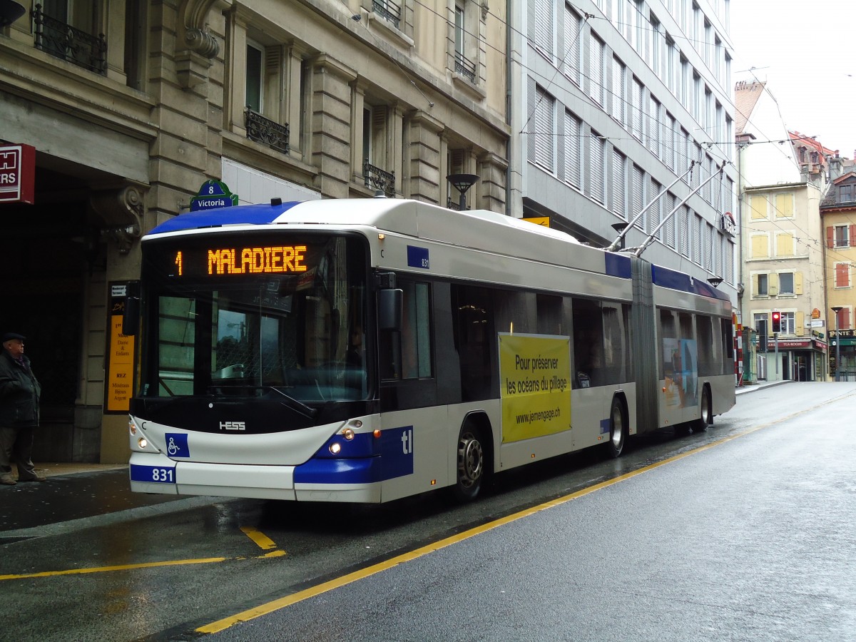 (144'574) - TL Lausanne - Nr. 831 - Hess/Hess Gelenktrolleybus am 26. Mai 2013 in Lausanne, Bel-Air
