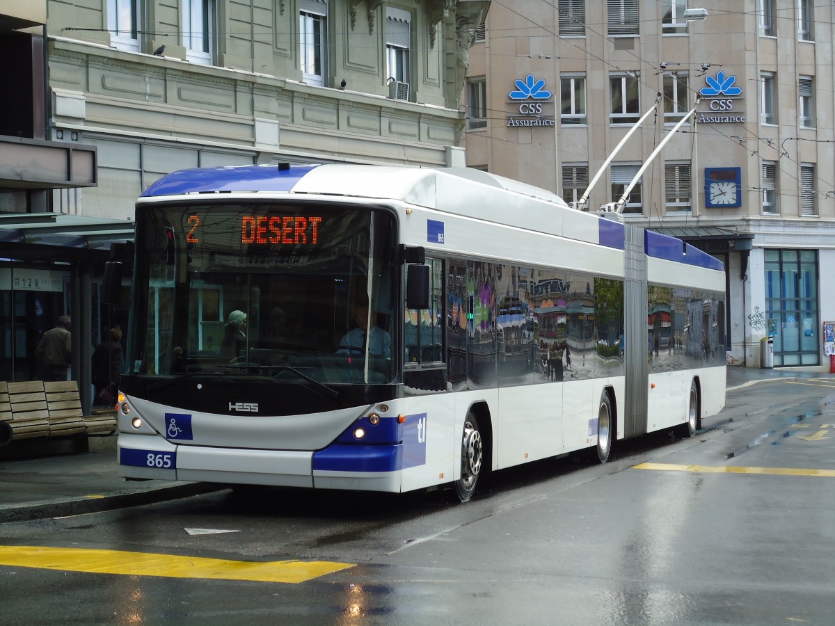 (144'584) - TL Lausanne - Nr. 865 - Hess/Hess Gelenktrolleybus am 26. Mai 2013 in Lausanne, Bel-Air