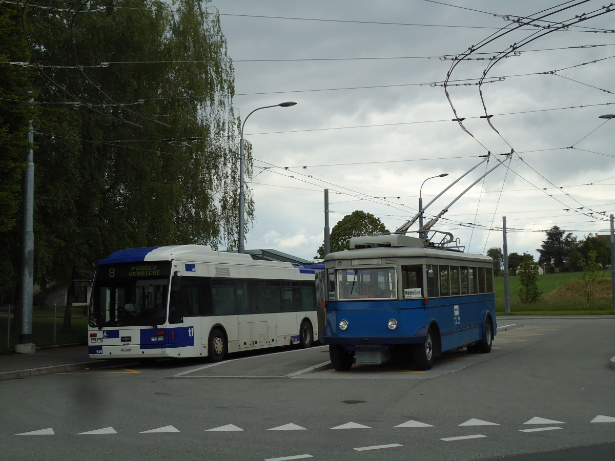 (144'626) - TL Lausanne (Rtrobus) - Nr. 2 - FBW/Eggli Trolleybus (ex Nr. 3) am 26. Mai 2013 in Le Mont, Grand-Mont