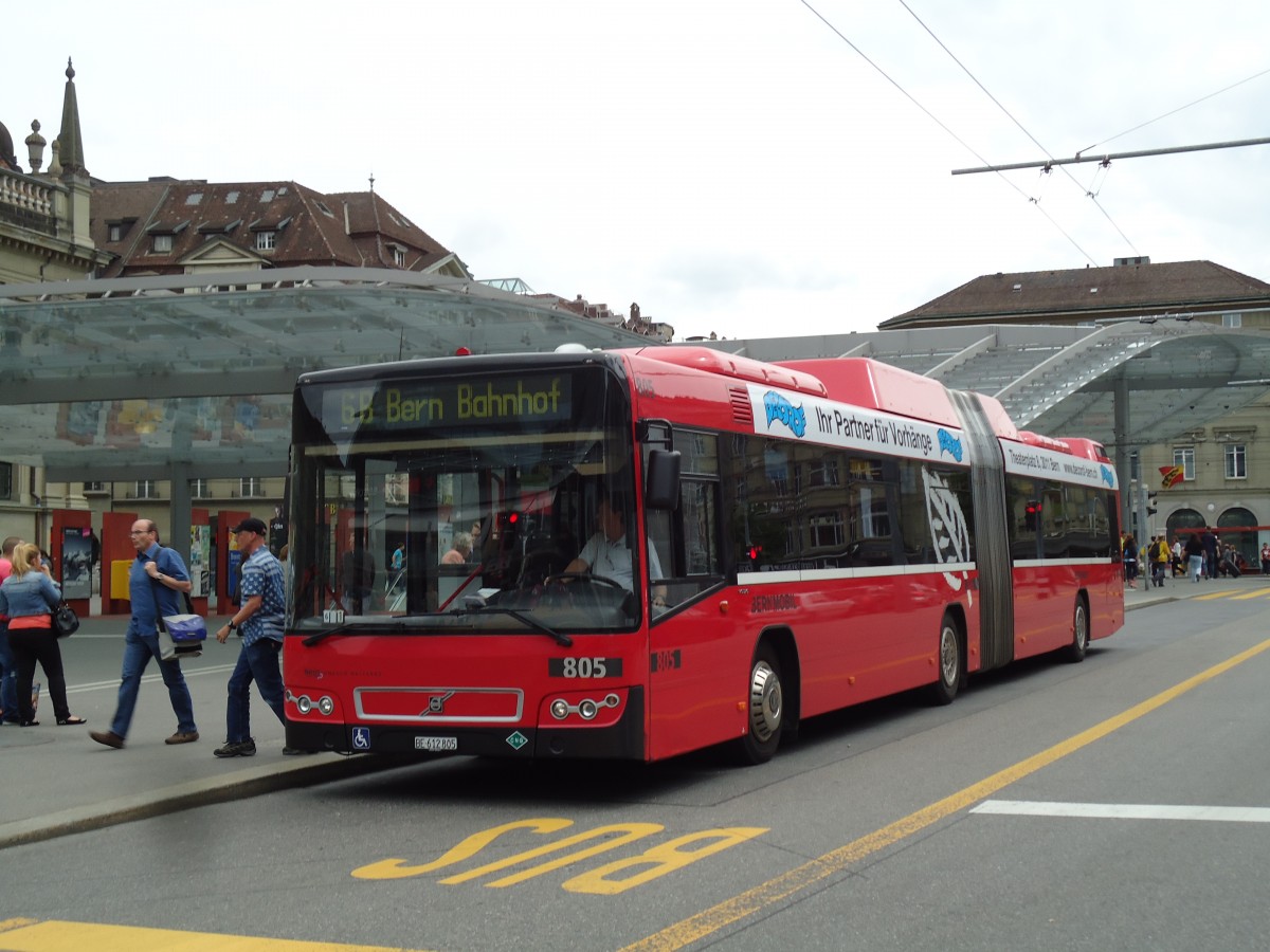 (144'884) - Bernmobil, Bern - Nr. 805/BE 612'805 - Volvo am 9. Juni 2013 beim Bahnhof Bern