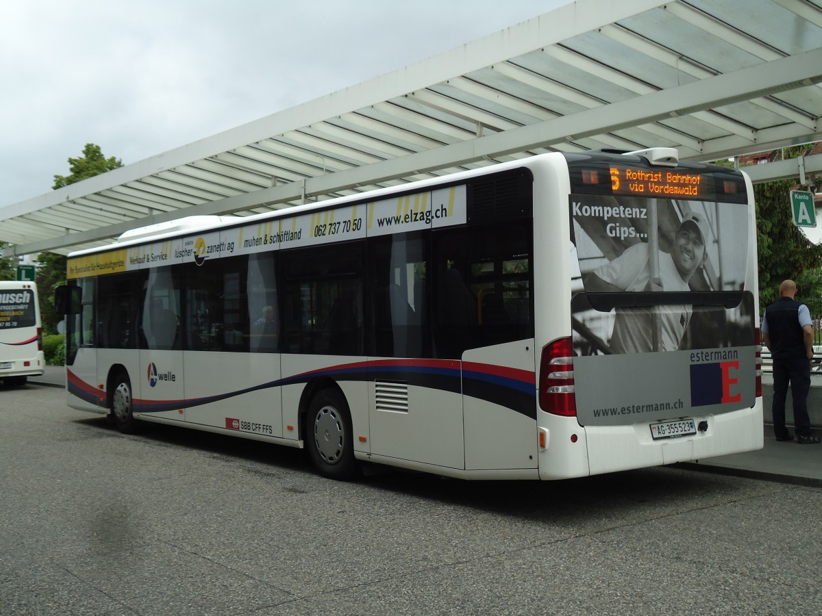 (144'907) - Limmat Bus, Dietikon - AG 355'523 - Mercedes (ex BDWM Bremgarten Nr. 23) am 10. Juni 2013 beim Bahnhof Zofingen