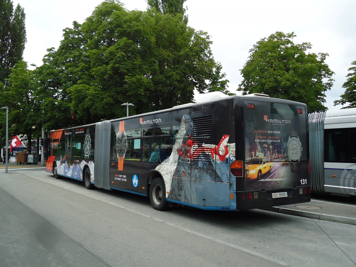 (144'955) - VBL Luzern - Nr. 131/LU 15'015 - Mercedes am 10. Juni 2013 beim Bahnhof Luzern