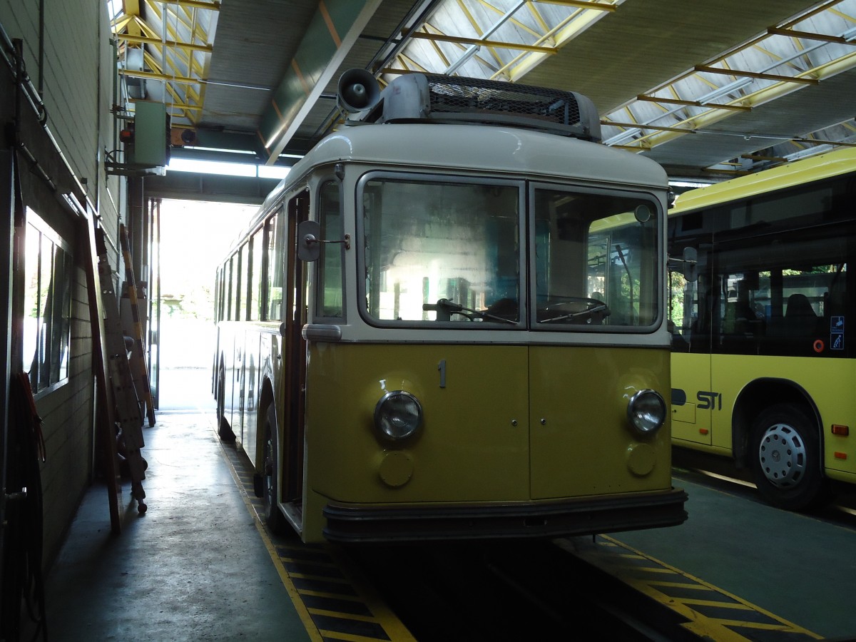 (144'995) - STI Thun - Nr. 1 - Berna/Gangloff Trolleybus am 12. Juni 2013 in Thun, Garage