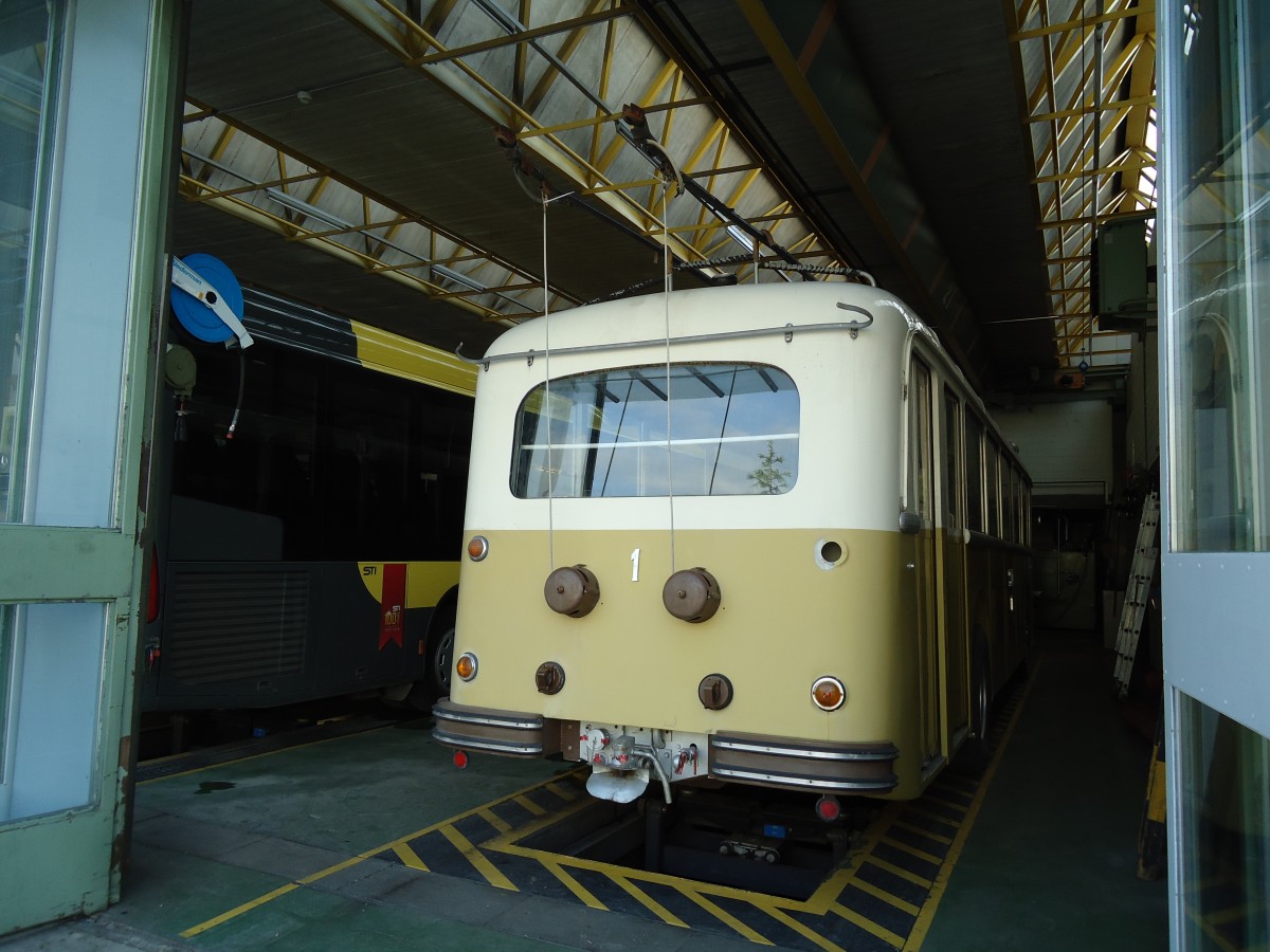 (144'996) - STI Thun - Nr. 1 - Berna/Gangloff Trolleybus am 12. Juni 2013 in Thun, Garage