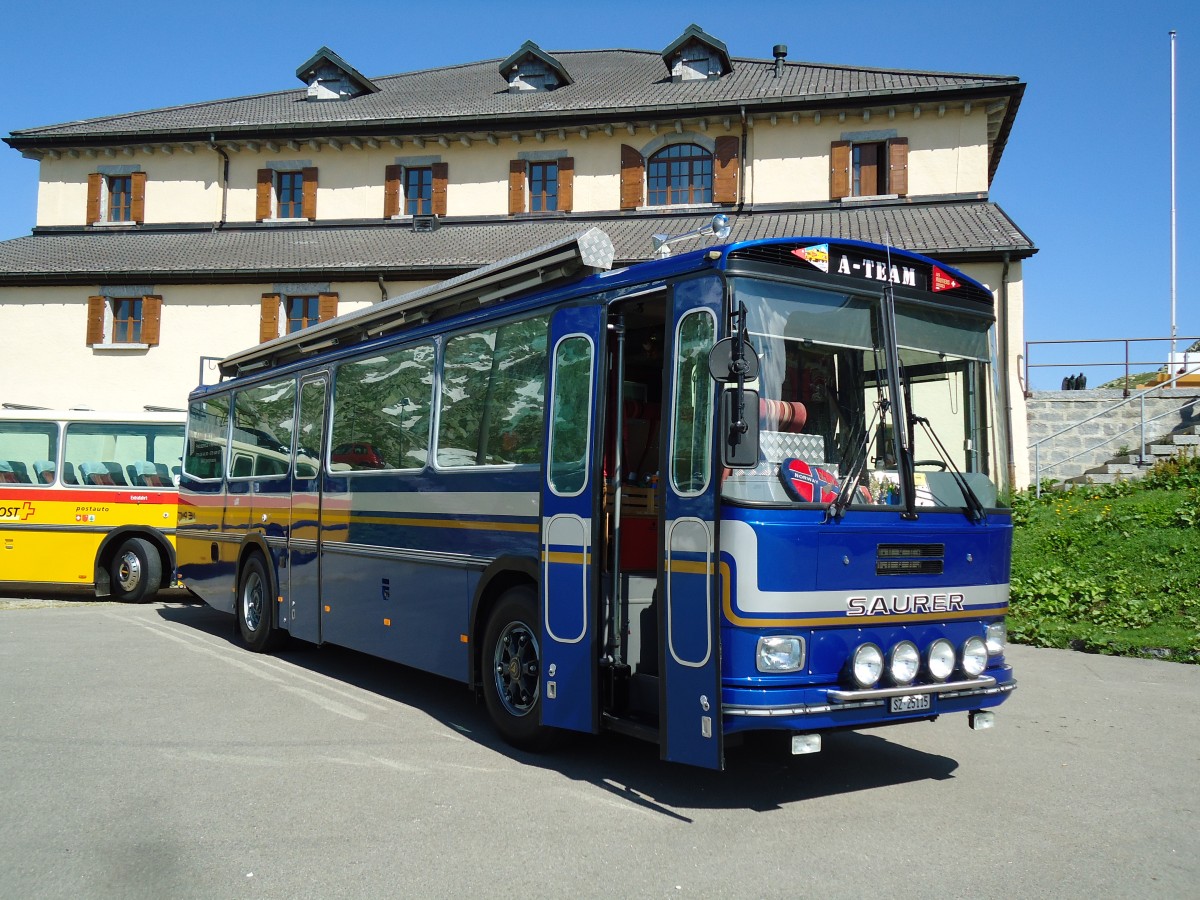 (145'855) - Steinauer, Einsiedeln - SZ 25'115 - Saurer/R&J (ex Albin, Fllanden; ex SBB Bern; ex Solr&Fontana, Ilanz; ex P 24'359) am 20. Juli 2013 in Gotthard, Passhhe