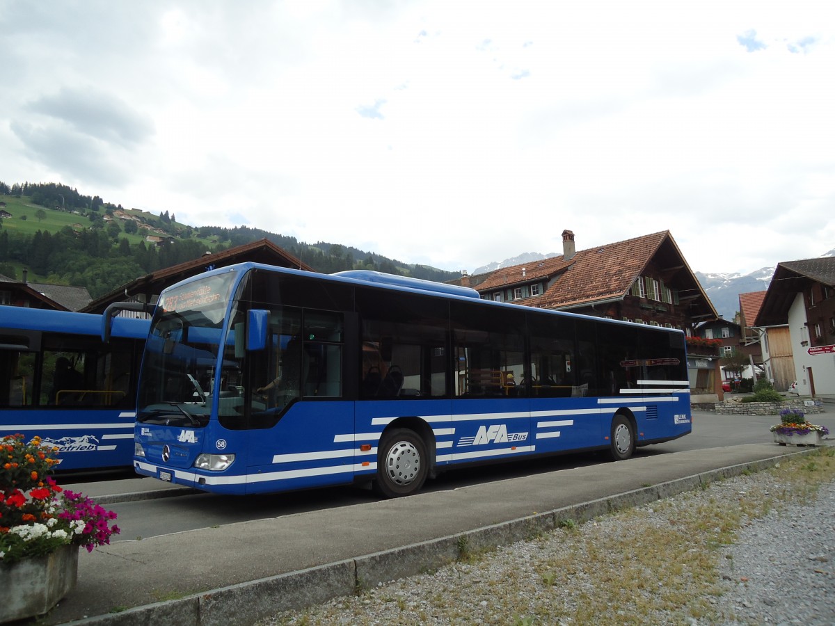 (146'153) - AFA Adelboden - Nr. 58/BE 611'224 - Mercedes am 28. Juli 2013 beim Bahnhof Lenk