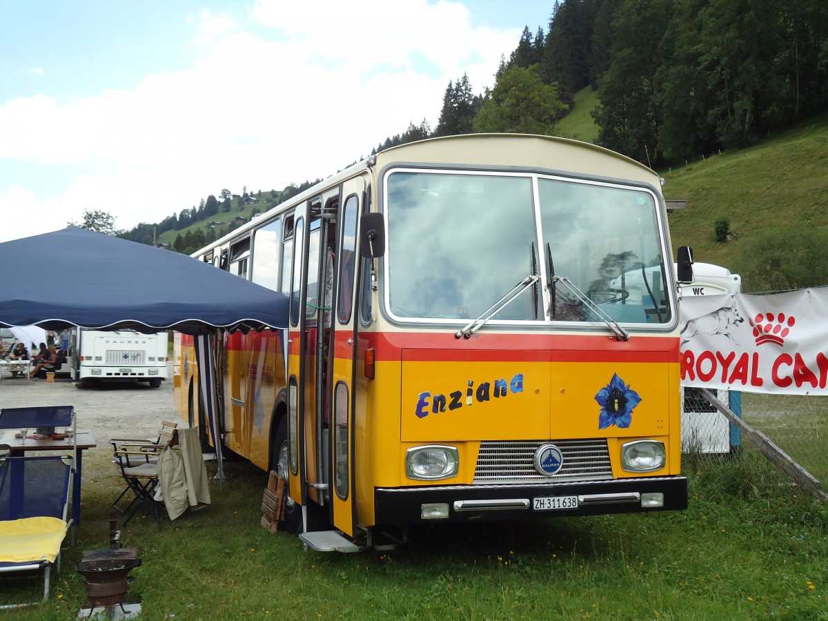 (146'380) - Ghwiler, Birmensdorf - ZH 311'638 - Saurer/Tscher (ex AVG Grindelwald Nr. 12; ex Steiger, Schlatt) am 17. August 2013 in Lenk, Metschbahnen