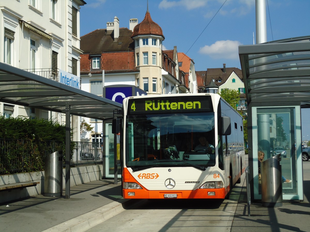 (146'814) - BSU Solothurn (RBS) - Nr. 84/BE 602'813 - Mercedes (RBS Worblaufen Nr. 13) am 31. August 2013 beim Hauptbahnhof Solothurn