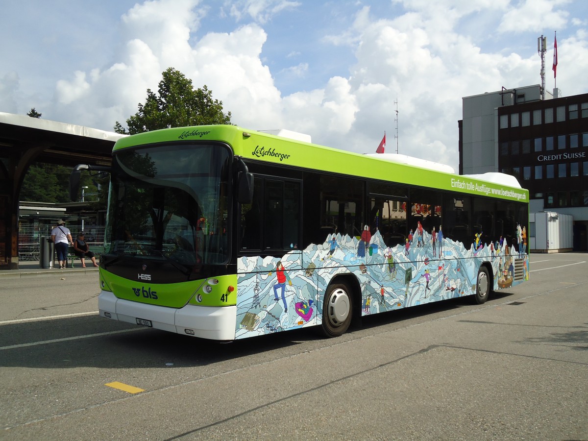 (146'866) - Busland, Burgdorf - Nr. 41/BE 593 - Scania/Hess am 1. September 2013 beim Bahnhof Burgdorf