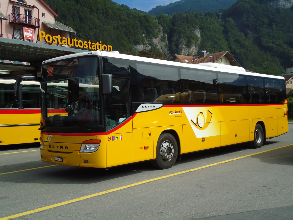 (147'000) - PostAuto Bern - BE 653'387 - Setra am 2. September 2013 in Meiringen, Postautostation