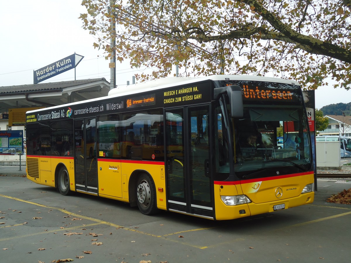 (147'578) - PostAuto Bern - BE 610'531 - Mercedes am 4. November 2013 beim Bahnhof Interlaken West
