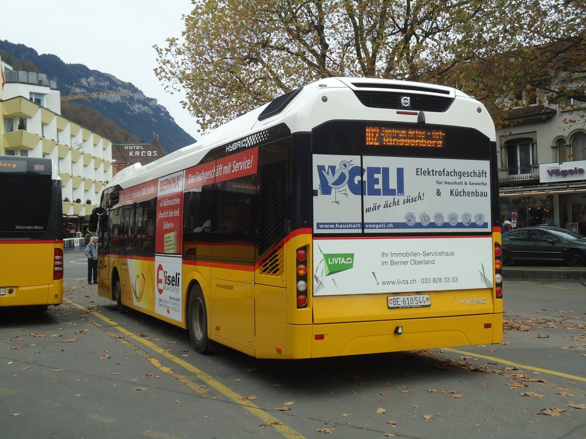 (147'594) - PostAuto Bern - BE 610'544 - Volvo am 4. November 2013 beim Bahnhof Interlaken West