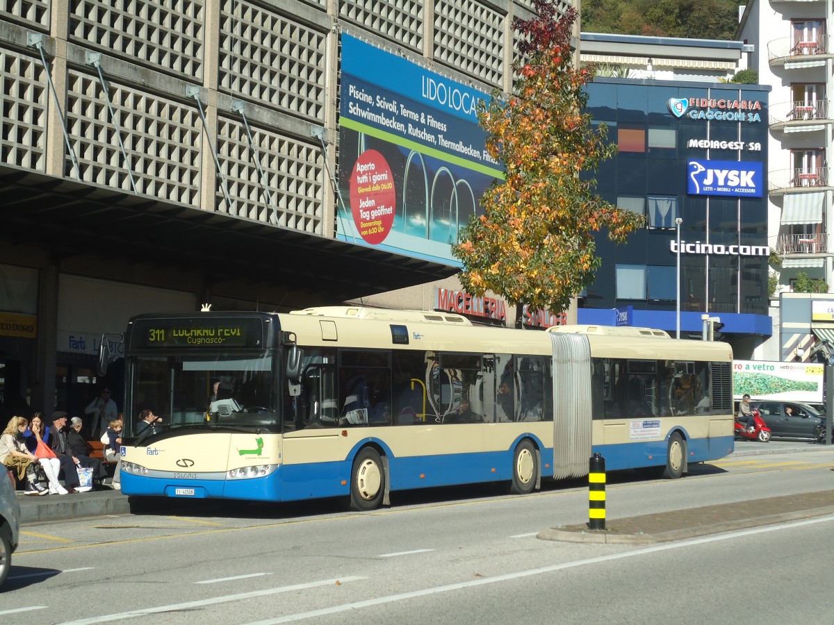 (147'603) - FART Locarno - Nr. 8/TI 41'508 - Solaris am 5. November 2013 beim Bahnhof Locarno