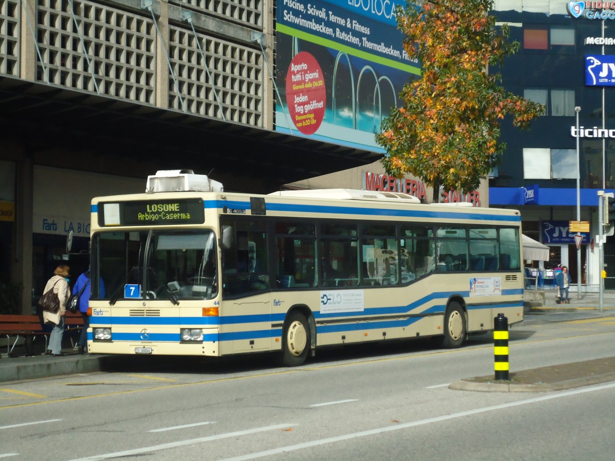 (147'611) - FART Locarno - Nr. 44/TI 40'044 - Mercedes am 5. November 2013 beim Bahnhof Locarno