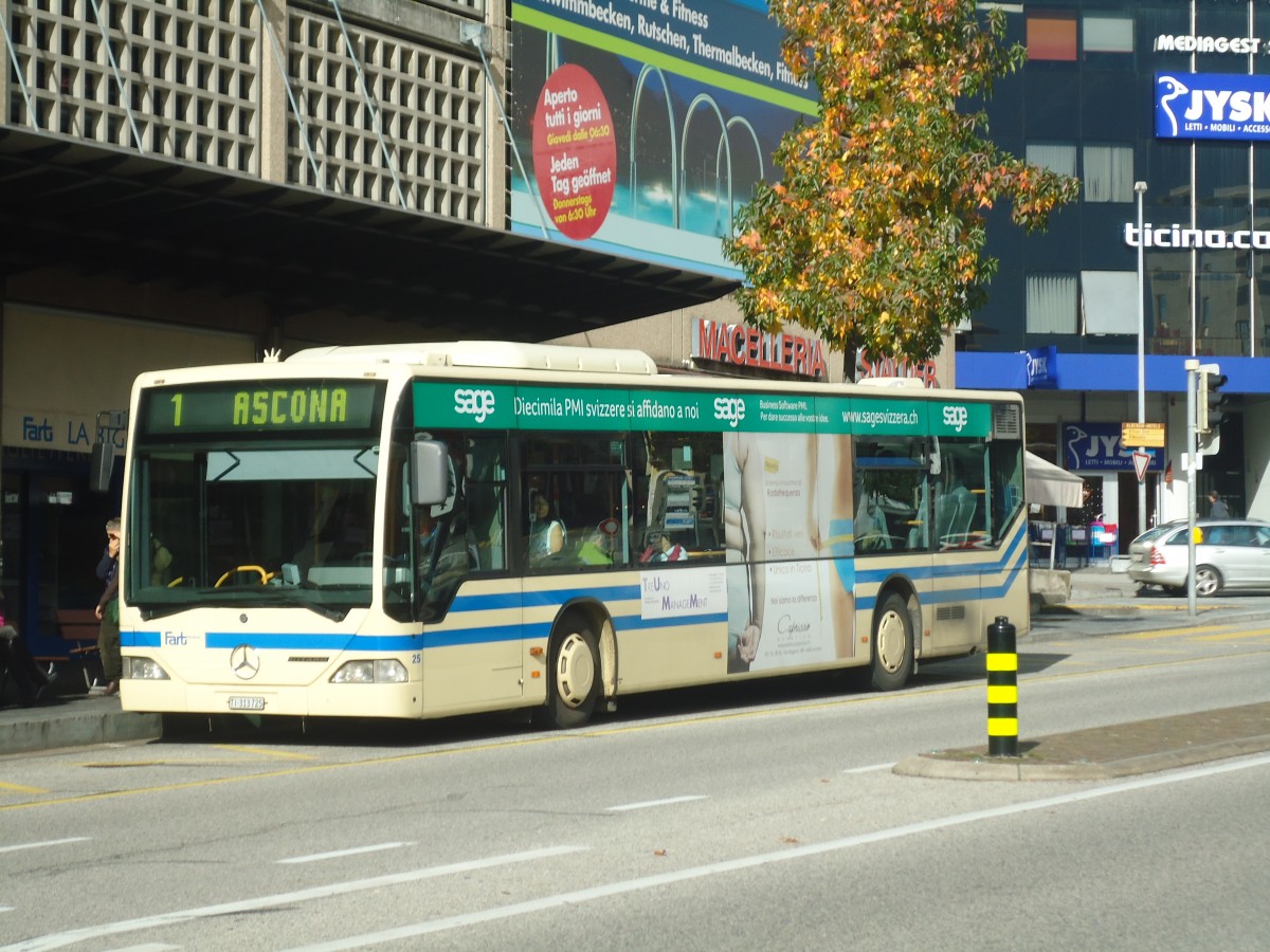(147'617) - FART Locarno - Nr. 25/TI 313'725 - Mercedes am 5. November 2013 beim Bahnhof Locarno