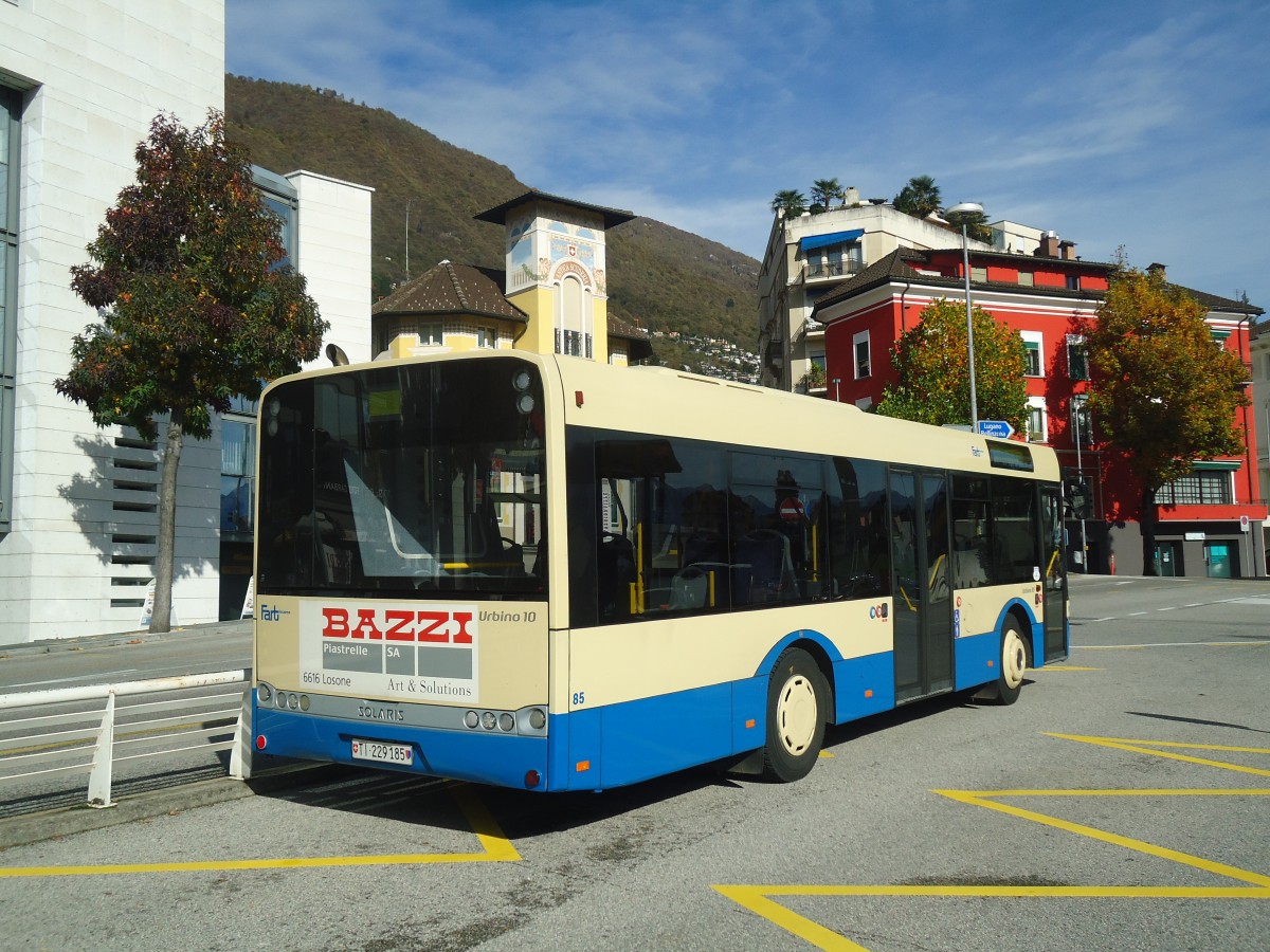 (147'634) - FART Locarno - Nr. 85/TI 229'185 - Solaris am 5. November 2013 beim Bahnhof Locarno