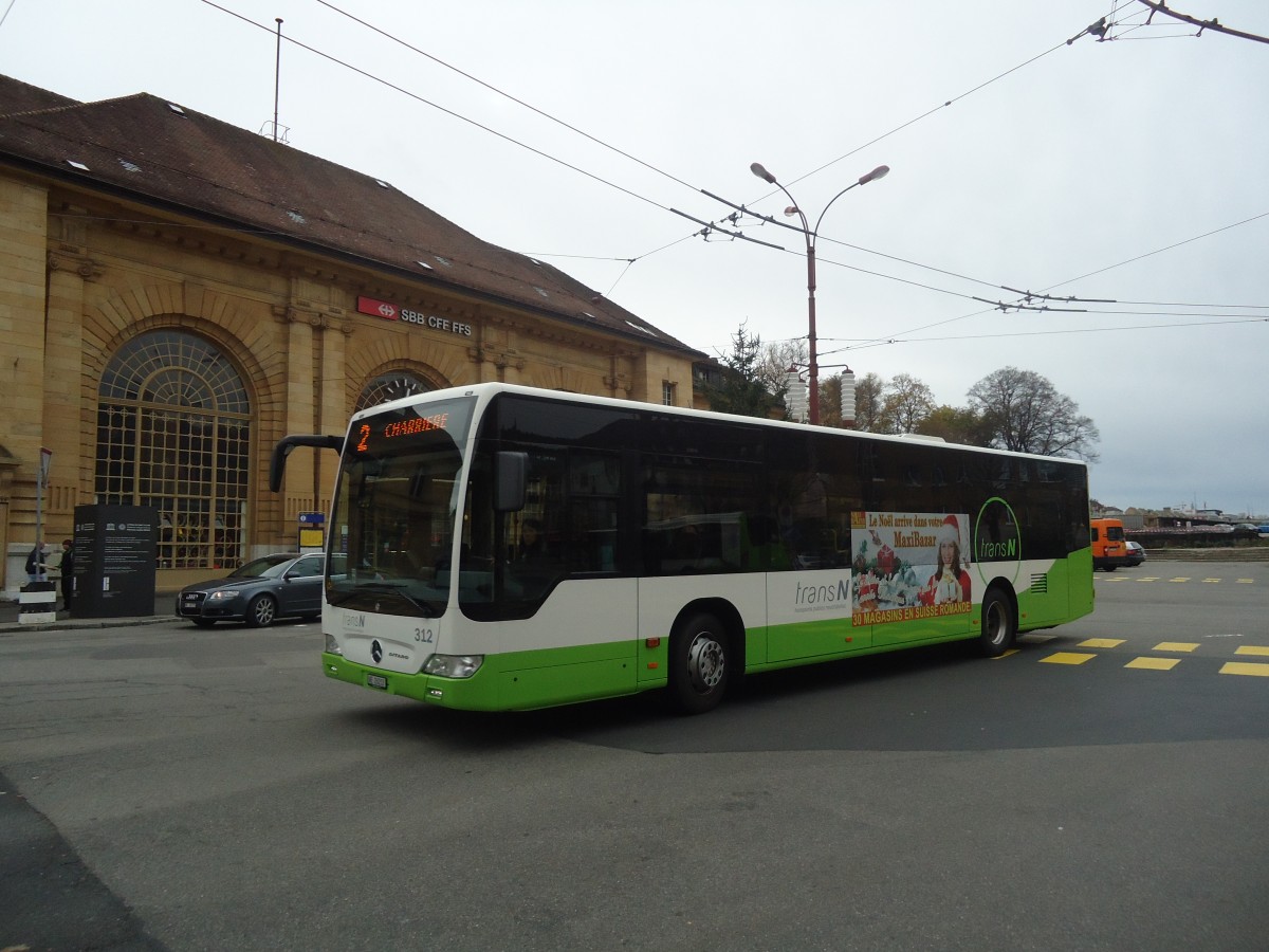 (147'945) - transN, La Chaux-de-Fonds - Nr. 312/NE 26'212 - Mercedes (ex TRN La Chaux-de-Fonds Nr. 312) am 8. November 2013 beim Bahnhof La Chaux-de-Fonds