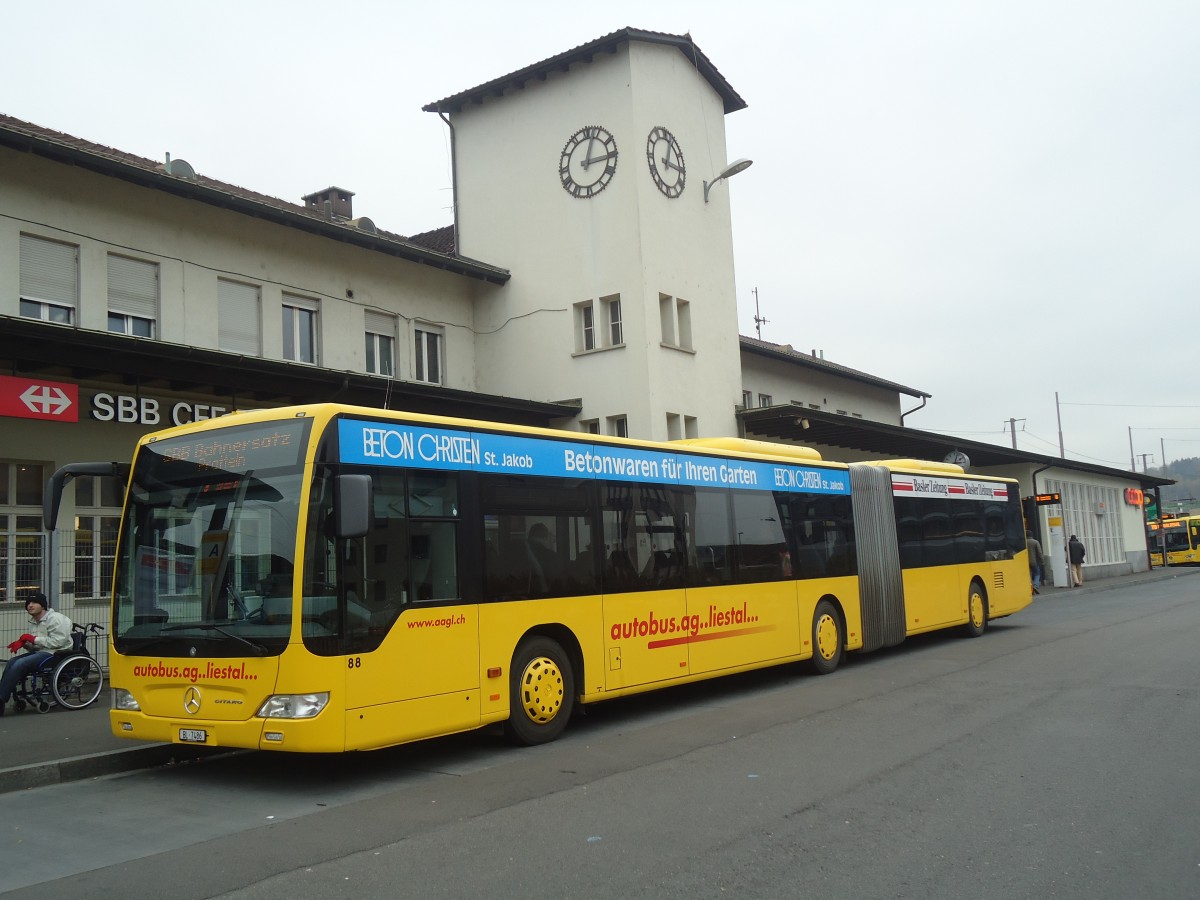(148'100) - AAGL Liestal - Nr. 88/BL 7486 - Mercedes am 17. November 2013 beim Bahnhof Liestal