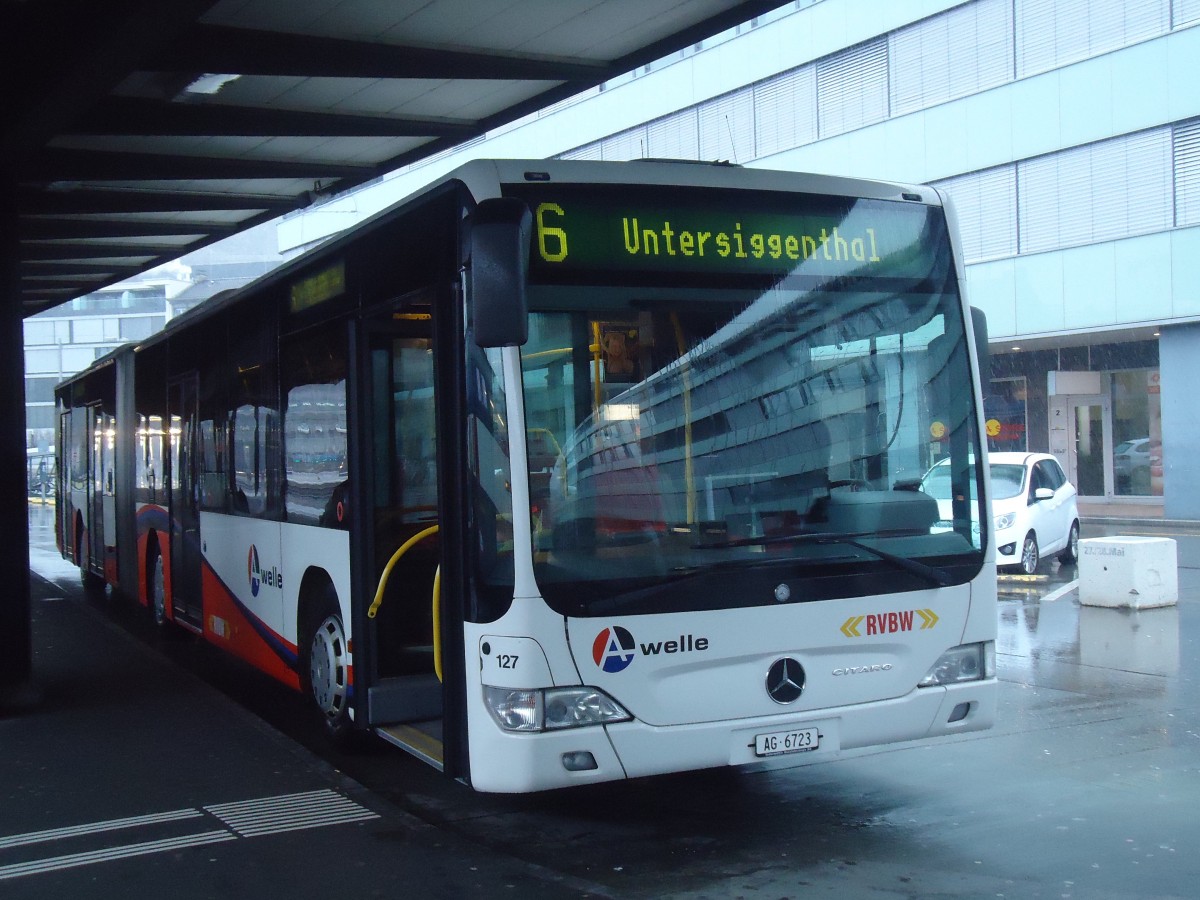 (148'463) - Indermhle, Rekingen - Nr. 127/AG 6723 - Mercedes am 26. Dezember 2013 beim Bahnhof Baden