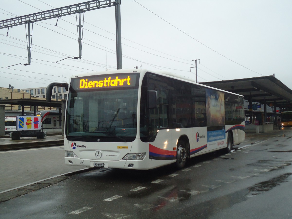 (148'470) - Staudacher, Mandach - AG 6449 - Mercedes am 26. Dezember 2013 beim Bahnhof Brugg
