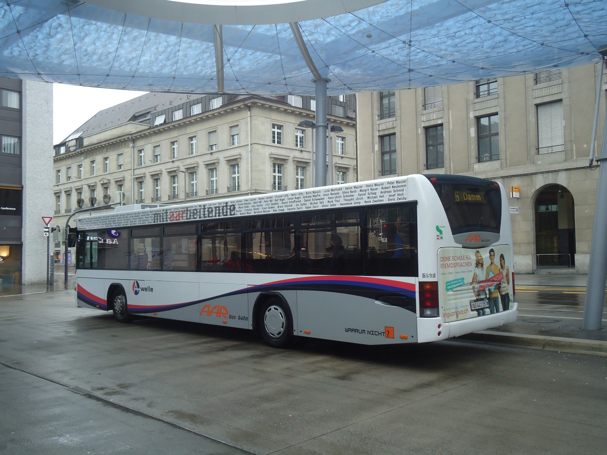 (148'482) - AAR bus+bahn, Aarau - Nr. 157/AG 441'157 - Scania/Hess am 26. Dezember 2013 beim Bahnhof Aarau