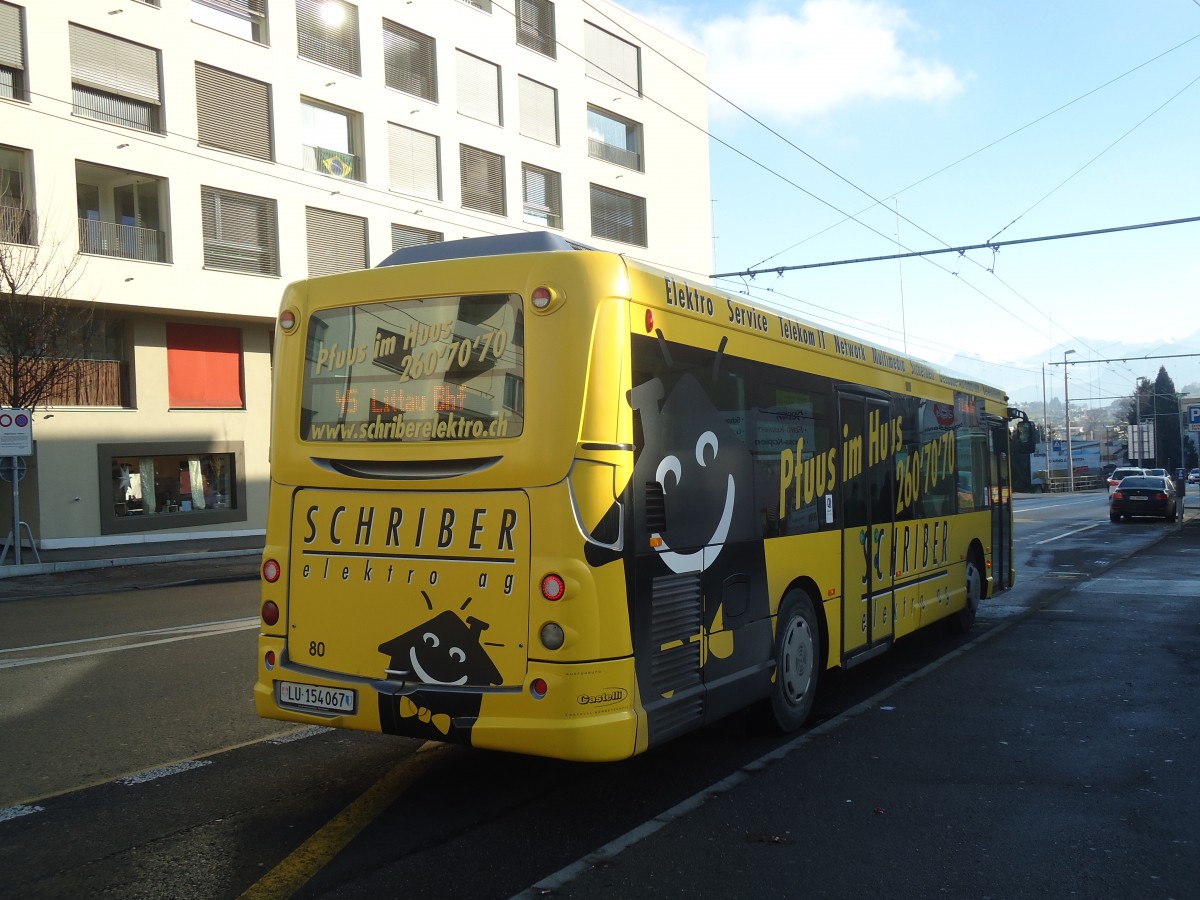 (148'537) - AAGR Rothenburg - Nr. 80/LU 154'067 - Irisbus am 27. Dezember 2013 in Emmenbrcke, Sprengi