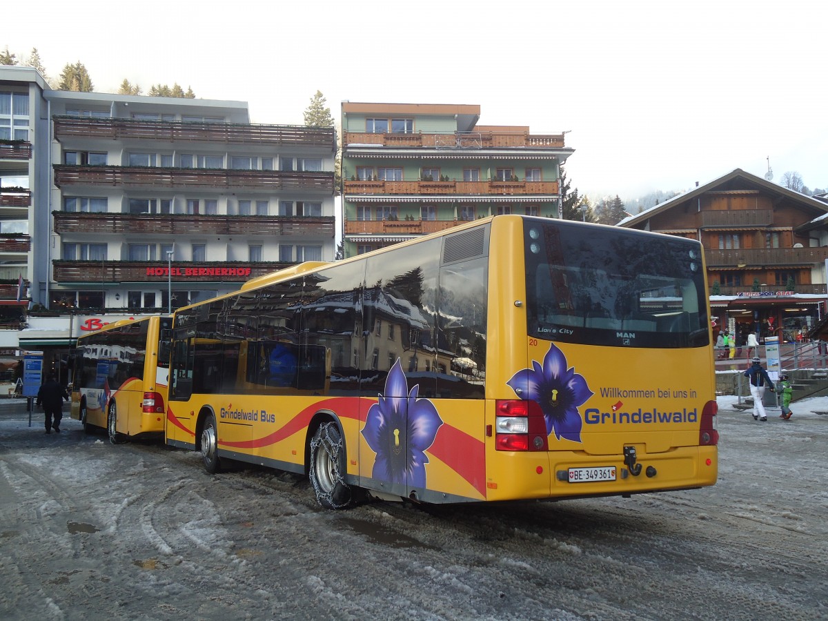 (148'629) - AVG Grindelwald - Nr. 20/BE 349'361 - MAN/Gppel am 5. Januar 2014 beim Bahnhof Grindelwald