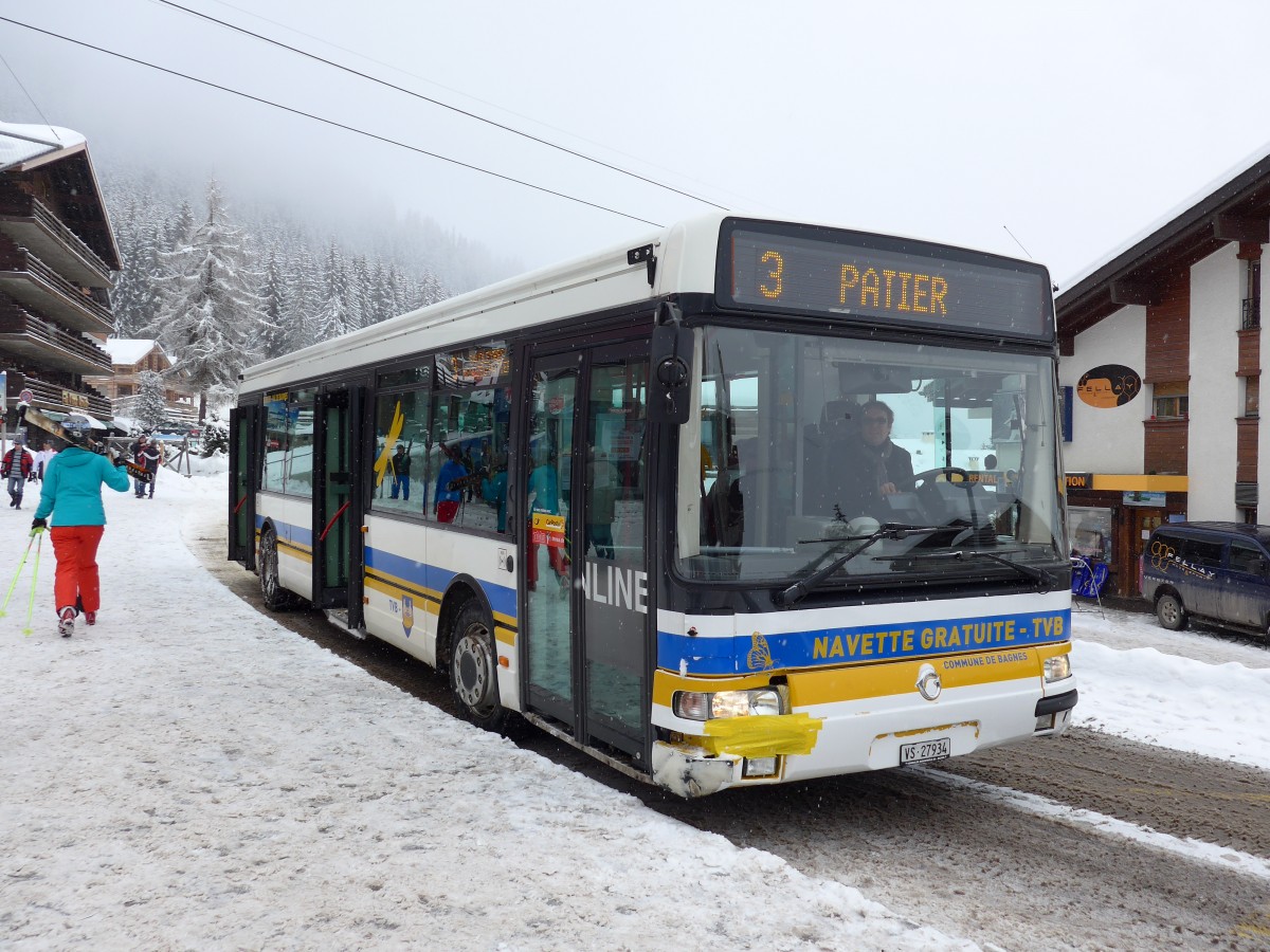 (148'714) - TMR Martigny - Nr. 108/VS 27'934 - Irisbus am 2. Februar 2014 in Verbier, Mdran