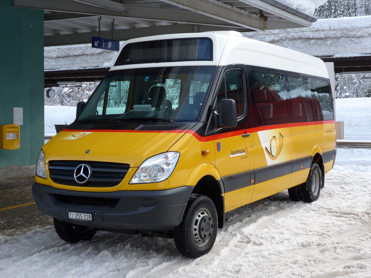 (148'818) - Marchetti, Airolo - TI 255'318 - Mercedes am 9. Februar 2014 beim Bahnhof Airolo