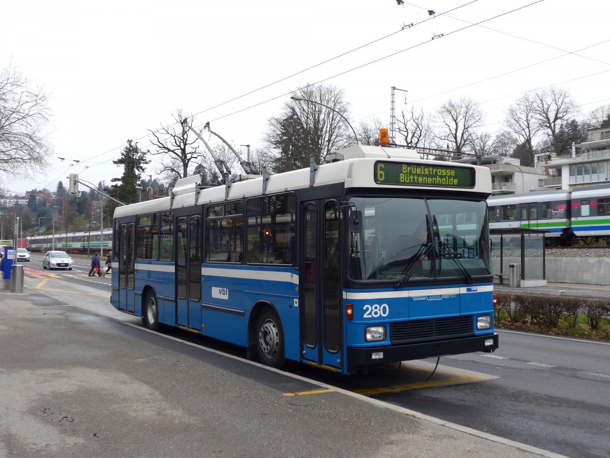 (148'990) - VBL Luzern - Nr. 280 - NAW/R&J-Hess Trolleybus am 16. Februar 2014 in Luzern, Verkehrshaus