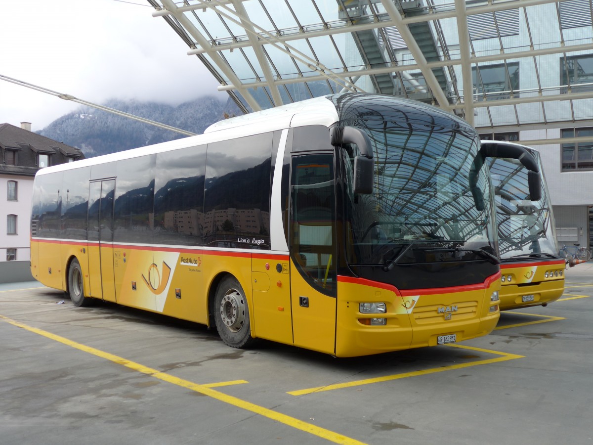(149'162) - PostAuto Graubnden - GR 162'981 - MAN am 1. Mrz 2014 in Chur, Postautostation