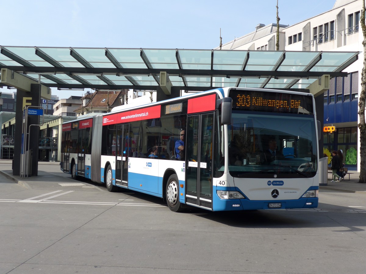 (149'459) - Limmat Bus, Dietikon - Nr. 40/ZH 273'154 - Mercedes am 31. Mrz 2014 beim Bahnhof Dietikon