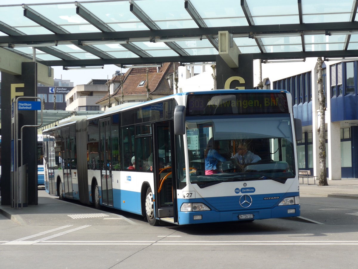 (149'472) - Limmat Bus, Dietikon - Nr. 27/ZH 726'127 - Mercedes am 31. Mrz 2014 beim Bahnhof Dietikon