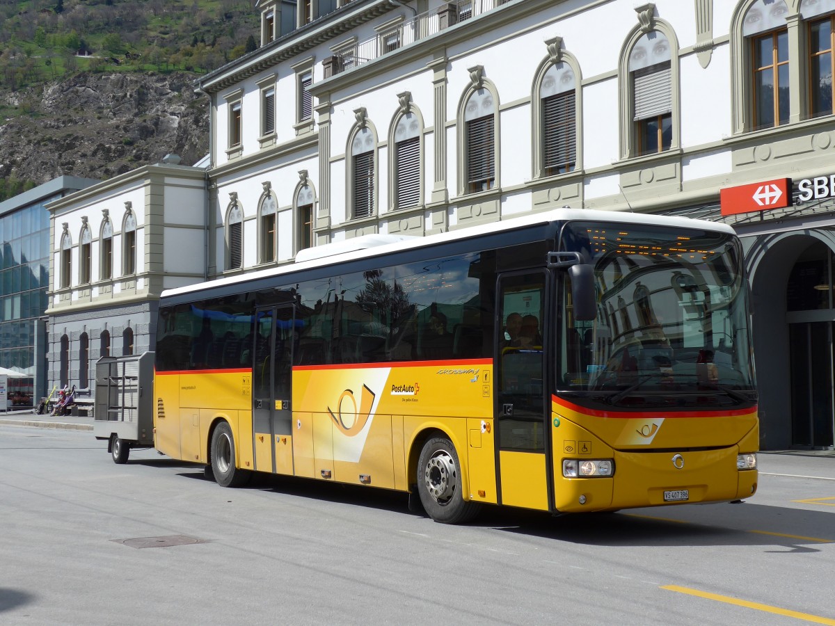 (149'679) - PostAuto Wallis - VS 407'396 - Irisbus am 20. April 2014 beim Bahnhof Brig