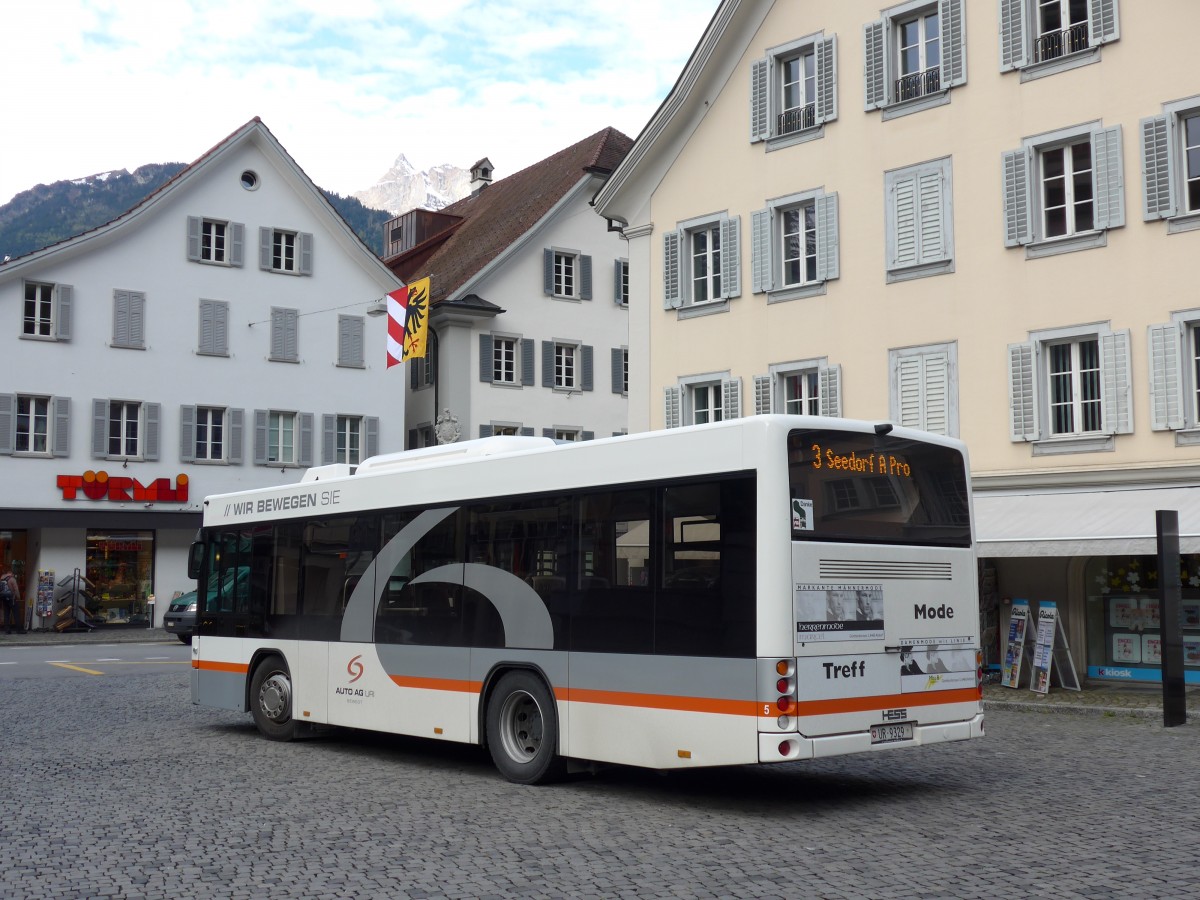 (150'529) - AAGU Altdorf - Nr. 5/UR 9329 - Scania/Hess am 10. Mai 2014 in Altdorf, Telldenkmal