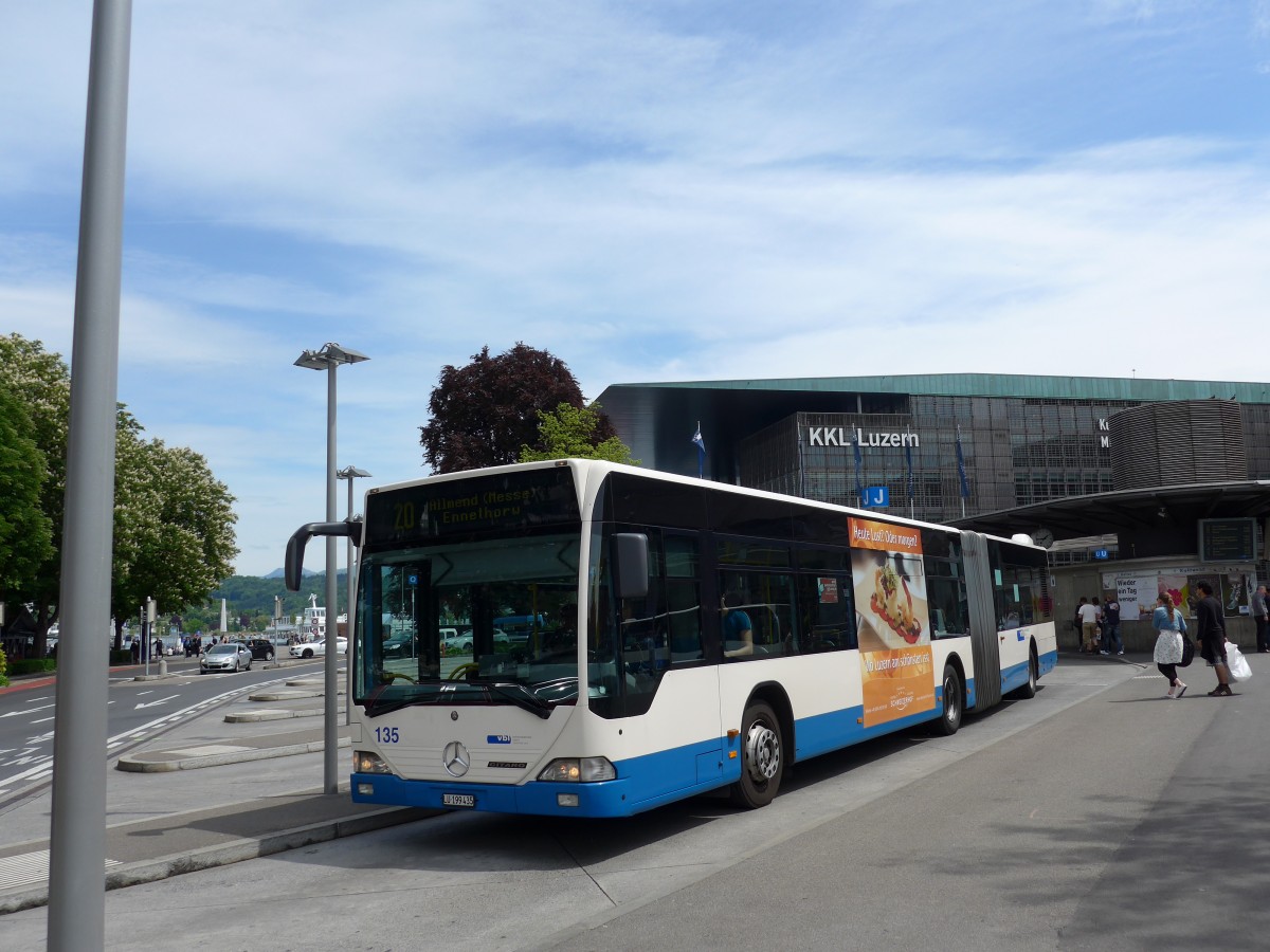 (150'629) - VBL Luzern - Nr. 135/LU 199'435 - Mercedes am 10. Mai 2014 beim Bahnhof Luzern