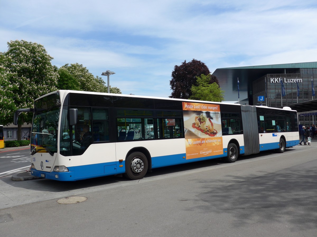 (150'630) - VBL Luzern - Nr. 135/LU 199'435 - Mercedes am 10. Mai 2014 beim Bahnhof Luzern
