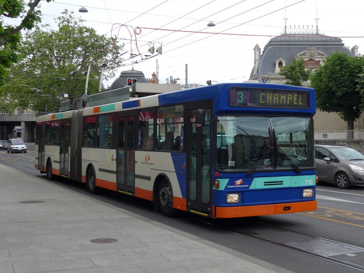 (150'783) - TPG Genve - Nr. 710 - NAW/Hess Gelenktrolleybus am 26. Mai 2014 in Genve, Place des Vingt-Deux-Cantons