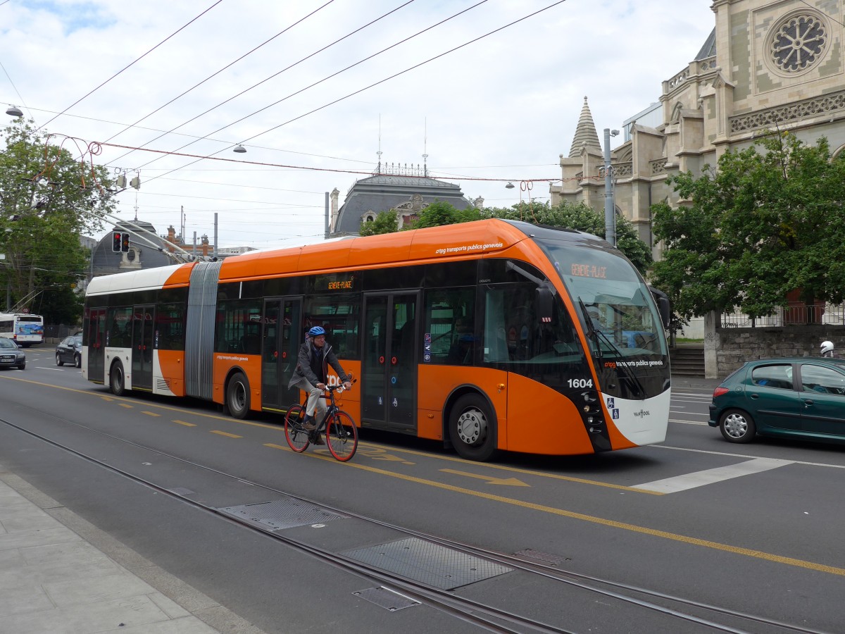 (150'861) - TPG Genve - Nr. 1604 - Van Hool Gelenktrolleybus am 26. Mai 2014 in Genve, Place des Vingt-Deux-Cantons