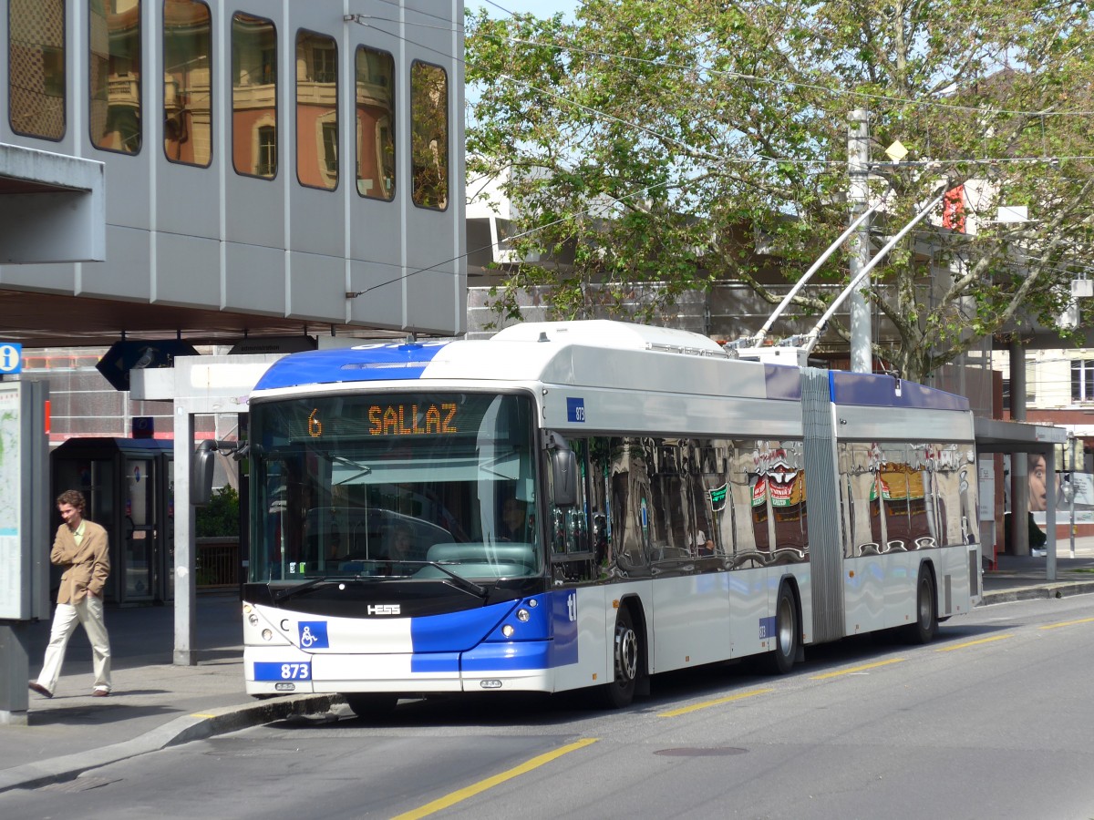 (151'142) - TL Lausanne - Nr. 873 - Hess/Hess Gelenktrolleybus am 1. Juni 2014 in Lausanne, Chauderon