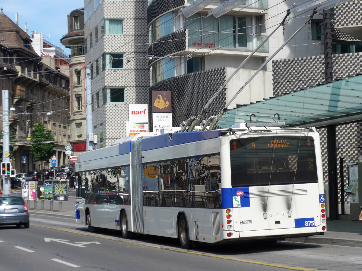 (151'147) - TL Lausanne - Nr. 875 - Hess/Hess Gelenktrolleybus am 1. Juni 2014 in Lausanne, Chauderon
