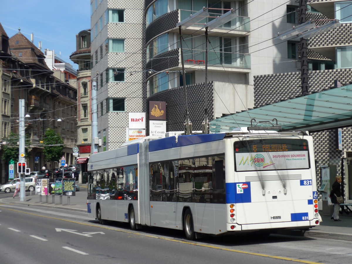 (151'153) - TL Lausanne - Nr. 831 - Hess/Hess Gelenktrolleybus am 1. Juni 2014 in Lausanne, Chauderon
