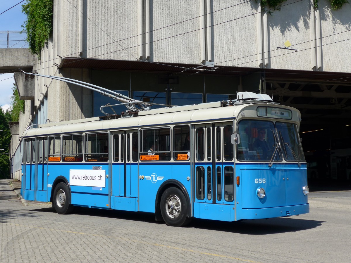 (151'213) - TL Lausanne (Rtrobus) - Nr. 656 - FBW/Eggli Trolleybus am 1. Juni 2014 in Lausanne, Dpt Borde