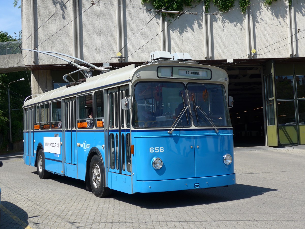 (151'215) - TL Lausanne (Rtrobus) - Nr. 656 - FBW/Eggli Trolleybus am 1. Juni 2014 in Lausanne, Dpt Borde