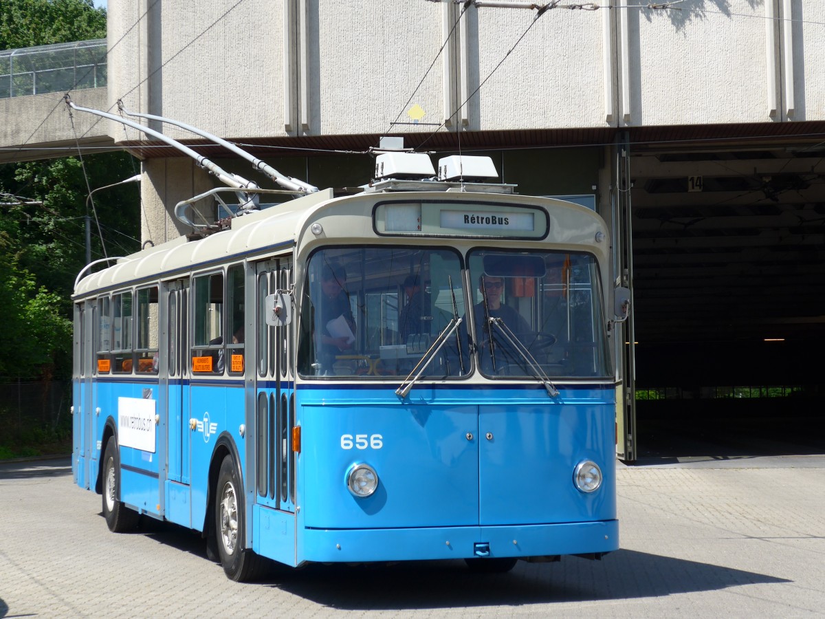 (151'216) - TL Lausanne (Rtrobus) - Nr. 656 - FBW/Eggli Trolleybus am 1. Juni 2014 in Lausanne, Dpt Borde