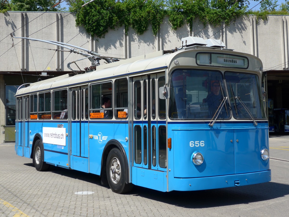 (151'217) - TL Lausanne (Rtrobus) - Nr. 656 - FBW/Eggli Trolleybus am 1. Juni 2014 in Lausanne, Dpt Borde