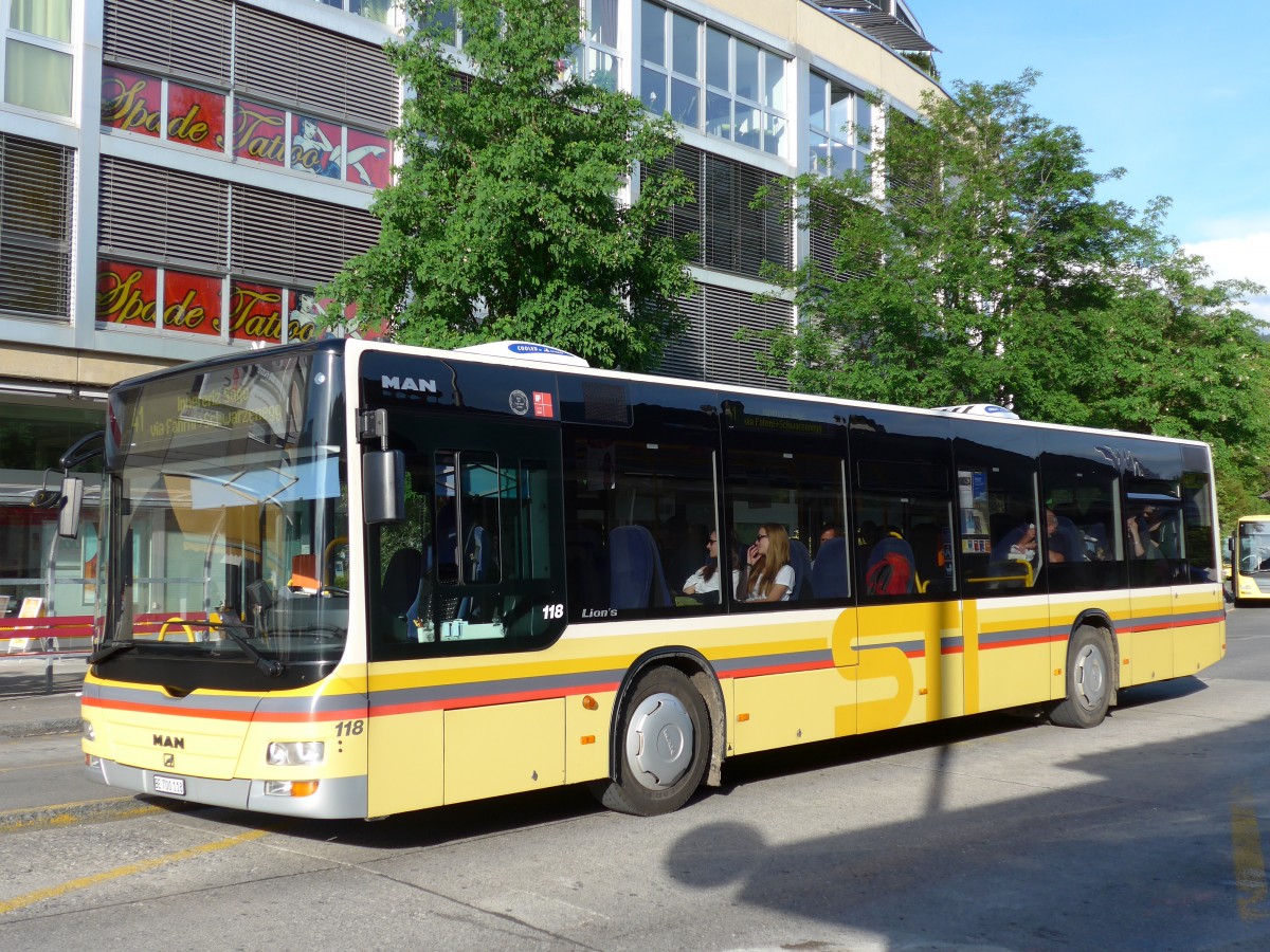 (151'231) - STI Thun - Nr. 118/BE 700'118 - MAN am 5. Juni 2014 beim Bahnhof Thun