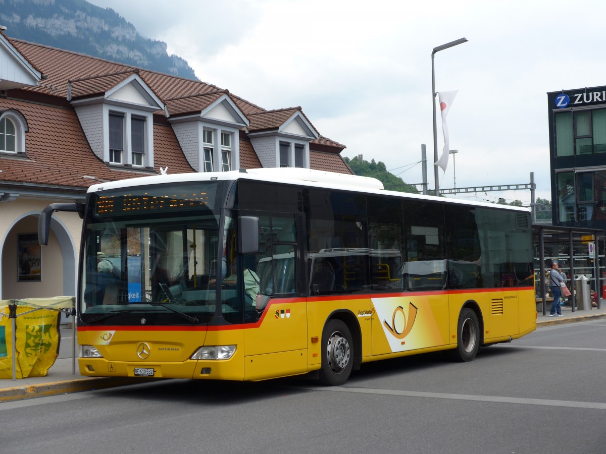 (151'541) - PostAuto Bern - BE 610'532 - Mercedes am 15. Juni 2014 beim Bahnhof Interlaken Ost
