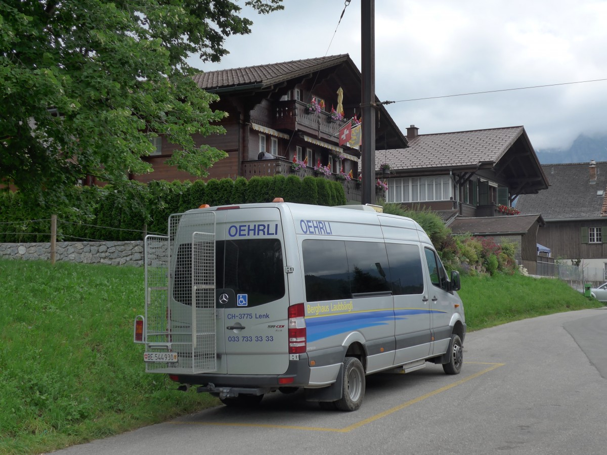 (153'483) - Oehrli, Lenk - BE 544'930 - Mercedes am 27. Juli 2014 beim Bahnhof Lenk