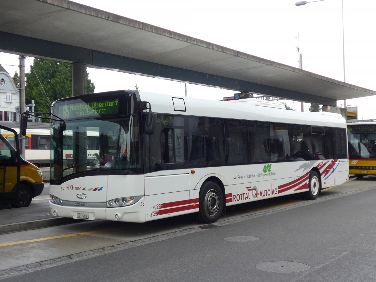 (153'532) - ARAG Ruswil - Nr. 33/LU 15'039 - Solaris am 2. August 2014 beim Bahnhof Sursee
